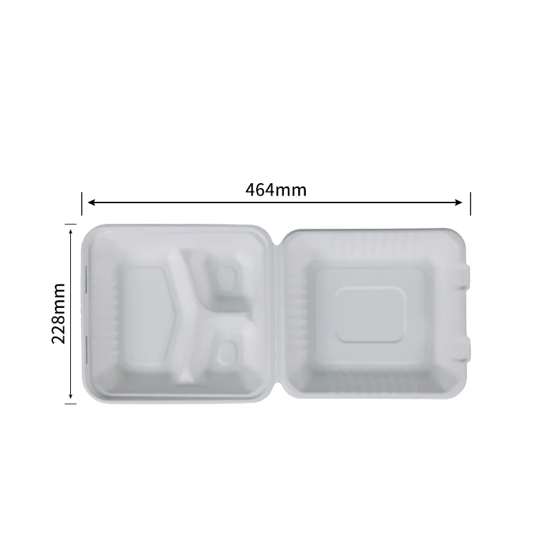 22.9 cm Clamshell 3 Compartment · Sugarcane Clamshells · product image